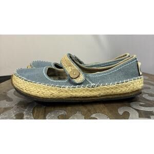 Simple Green Toe Eco Vegan Canvas Slip On Espadrille Mary Jane Women Shoe 8 Blue